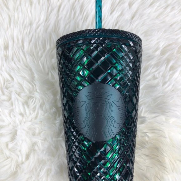 🎄NEW⭐️Starbucks Dark Green Diamond Emerald Jewel Bling Tumbler Set - Picture 4 of 5